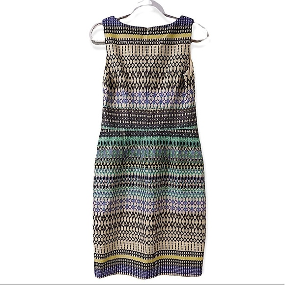 DAVID Meister Bright Pastel V Neck Sheath Dress size 8 - Picture 2 of 6